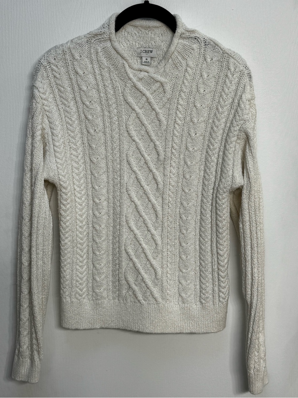 J. Crew Cream Cable Knit Crewneck Sweater